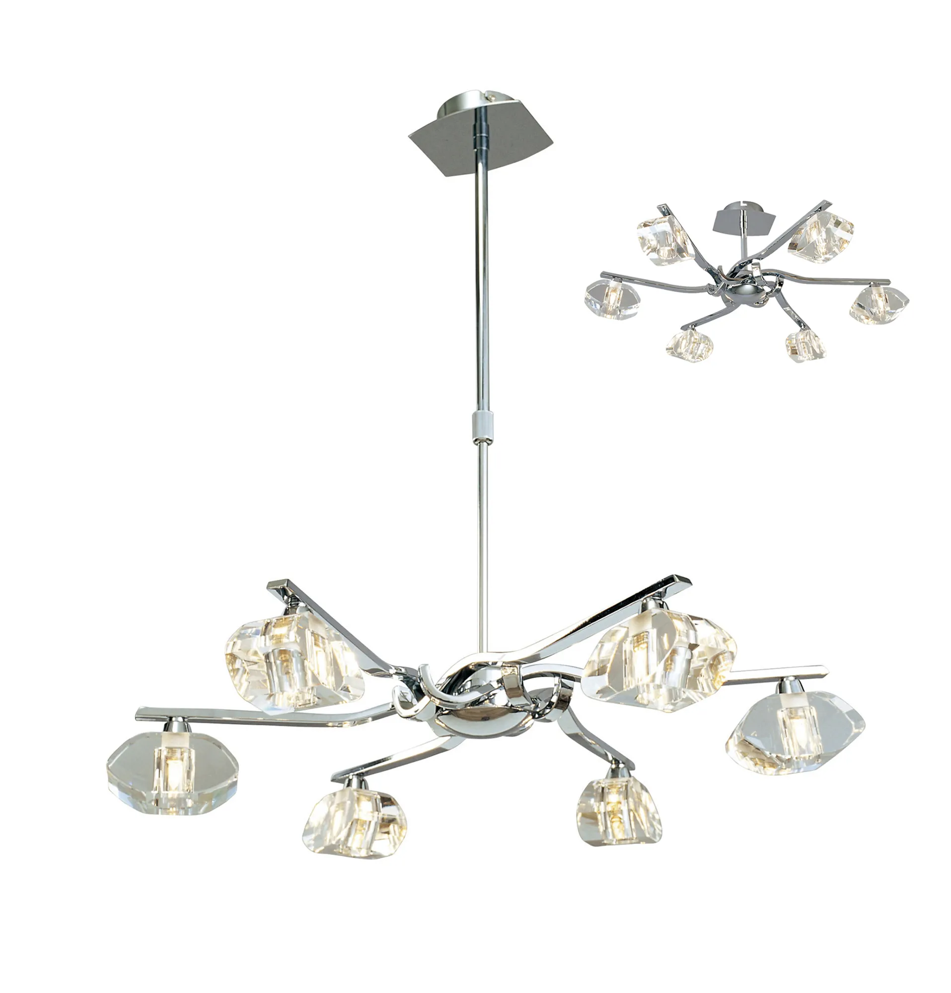 Alfa Polished Chrome Ceiling Lights Mantra Multi Arm Fittings